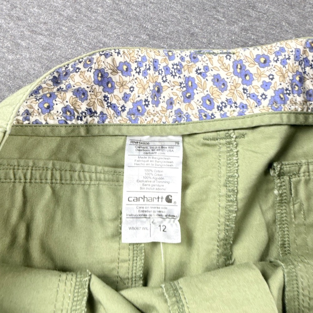 Carhartt Womens Olive Green Cotton Cargo Mini Skirt WB067 Size 12 Utility Canvas - Picture 2 of 7